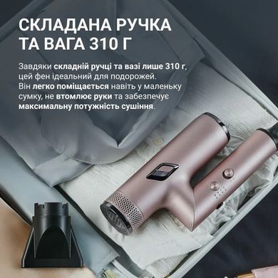 Rowenta Фен Rowenta T-Shape Maestria Nano Foldable, 1700Вт, 3 режими, іоніз-я, хол. обдув, кейс, рожевий HY8530E0 фото