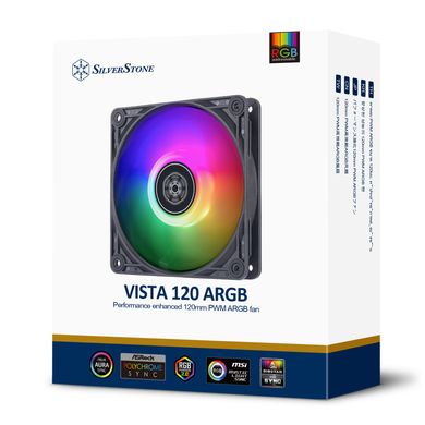 SilverStone Корпусний вентилятор Vista VS120B-ARGB, 120mm, 2000rpm, 4pin PWM, 4-1 pin ARGB (5V LED), 30,6dBa SST-VS120B-ARGB фото