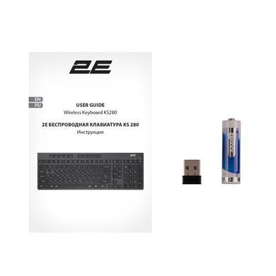 2E Клавіатура мембранна KS280 120key, WL/BT, EN/UK/RU, silent, чорно-сіра 2E-KS280WBGR_AK фото