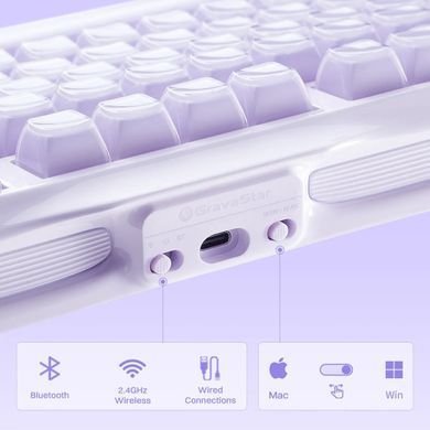 GravaStar Mechanical keyboard GravaStar Mercury K1 80keys, GravaStar x Kailh Cheery Pink, EN, BT/WL/USB, Lavender Purple GSK1_PL фото