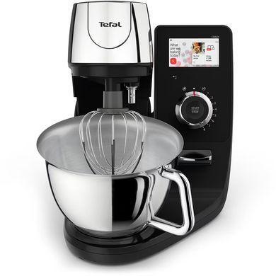 Tefal Кухонная машина I-Coach Touch, 1200Вт, чаша-металл, корпус-металл+пластик, дисплей, насадок-3, подкл. к смартфону, встр. весы, черный QB951837 фото