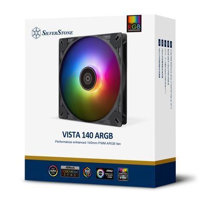 SilverStone Корпусный вентилятор Vista VS140B ARGB, 140мм, 1600rpm, 4pinPWM, 3pin +5VARGB, 30.8dBa, чёрный SST-VS140B-ARGB фото