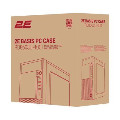 2E Корпус Basis RD8603U-400 з БЖ 2E ATX400W, 1xUSB3.0, 2xUSB2.0, VGA 320мм, mATX, чорний 2E-RD8603U-400 фото