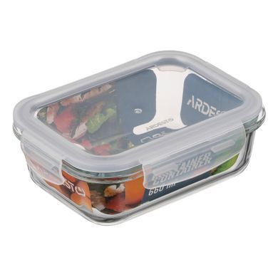 ARDESTO Контейнер для зберігання харчових продуктів Gemini 0.66л, боросилікатне скло, пластик, прямокутний, прозорий AR1260BRC фото