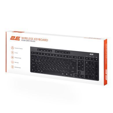 2E Клавіатура мембранна KS280 120key, WL/BT, EN/UK/RU, silent, чорно-сіра 2E-KS280WBGR_AK фото