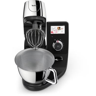 Tefal Кухонная машина I-Coach Touch, 1200Вт, чаша-металл, корпус-металл+пластик, дисплей, насадок-3, подкл. к смартфону, встр. весы, черный QB951837 фото