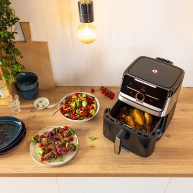 Tefal Мультипіч Tefal Easy Fry Silence XXL Smart Vision, 1800Вт, чаша-7л, сенсорне керув., 55 програм, з віконцем, пластик, нерж. сталь-чорний EY876DE1 фото