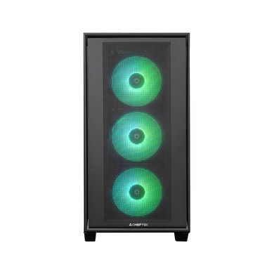 Chieftec Корпус Gaming Hunter 3, без БЖ, 2xUSB3.0, 1xUSB3.2 Gen2 Type-C, 4x120мм ARGB, VGA 425мм, LCS ready, TG Side panel, EATX, чорний GS-03B-OP фото