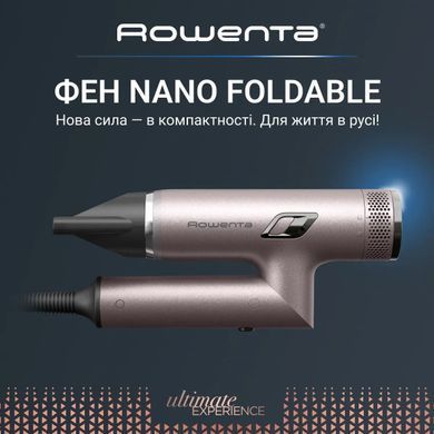 Rowenta Фен Rowenta T-Shape Maestria Nano Foldable, 1700Вт, 3 режими, іоніз-я, хол. обдув, кейс, рожевий HY8530E0 фото