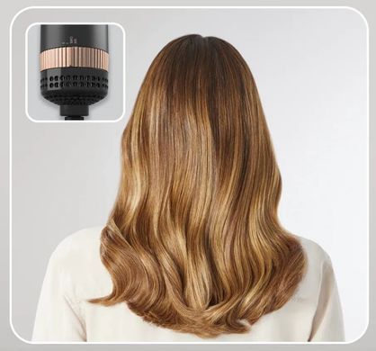 Rowenta Фен-щетка Reverso Dry&Brush 2в1, 1200Вт, режимов-3, иониз-я, хол. обдув, насадок-2, керамика, черно-золотистый CF9840F0 фото