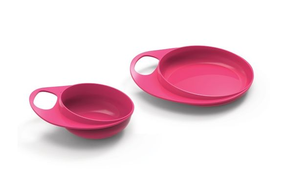 Тарелка Nuvita для кормления Easy Eating 2шт. Розовая, глубокая и мелкая NV8461Pink фото