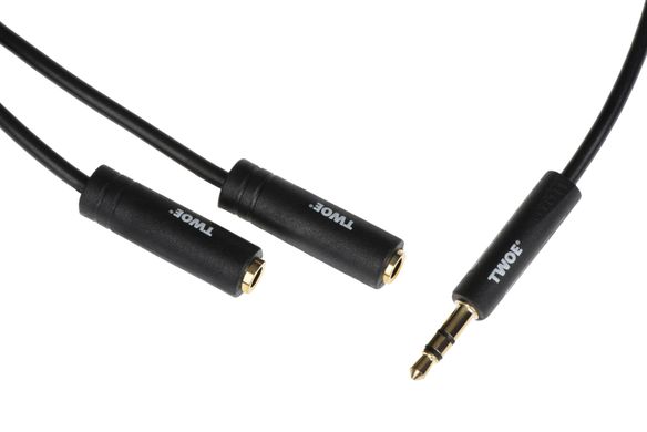 Розгалужувач для навушників 2E 3.5mm jack(M)x2(F) 0.15m Black 2E-W9697 фото