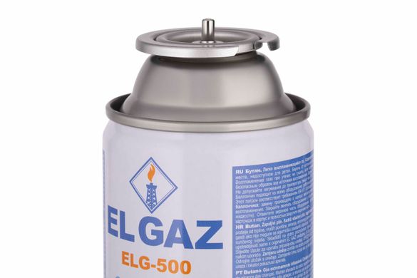 EL GAZ Балон-картридж газовий ELG-500, бутан 227г, цанговий, для газових пальників та плит, одноразовий, 24шт в упаковці 104ELG-500-24 фото