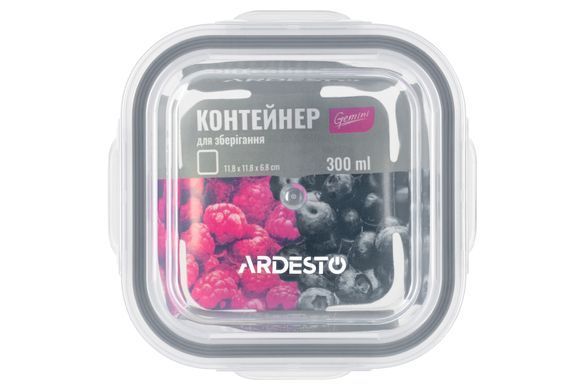 ARDESTO Контейнер для зберігання AGemini 300 мл, квадратний, боросилікатне скло AR1230SQ фото