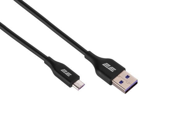 2E Кабель USB-A > microUSB заряджання/синхронізації 1м, Glow, чорний 2E-CCAM-BL фото