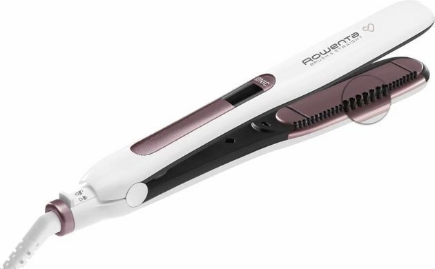 Rowenta Випрямляч Premium Care, 37Вт, темп.режимів-8, 130-200С, дисплей, іонізація, кераміка, біло-рожевий SF7510F0 фото
