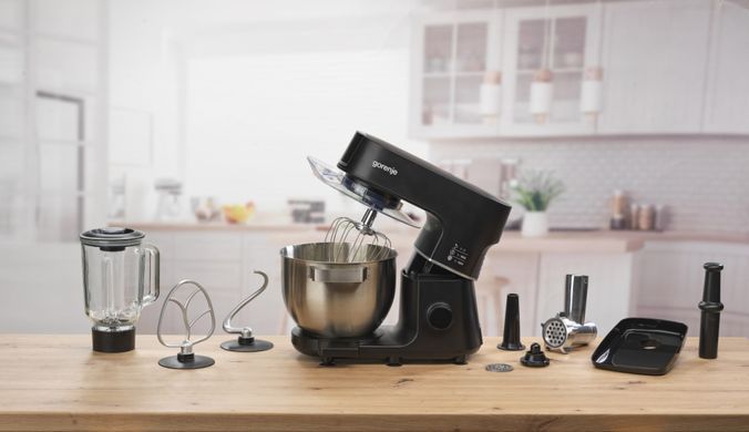 Gorenje Кухонна машина 1000Вт, дисплей, чаша-метал, корпус-метал+пластік, насадок-7, чорний MMC1000SCB фото