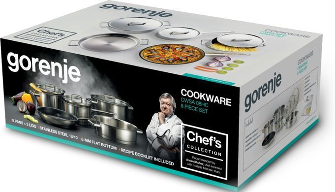 Gorenje Набор посуды CHEF'S COLLECTION, 8 предметов, нержавеющая сталь CWSA08HC фото