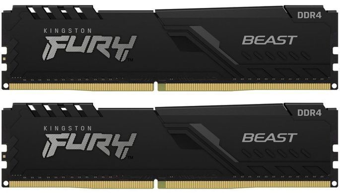 Kingston Пам'ять ПК Kingston DDR4 16GB KIT (8GBx2) 3200 FURY Beast KF432C16BBK2/16WP фото