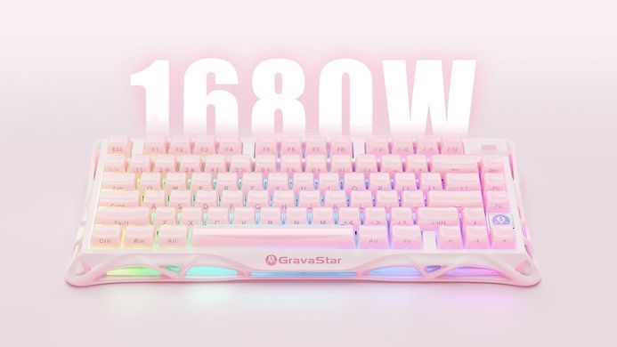 GravaStar Клавиатура механическая Mercury K1 80keys, GravaStar x Kailh Cheery Pink, EN/UKR, BT/WL/USB, Sakura Pink GS_K1_P_PNK фото
