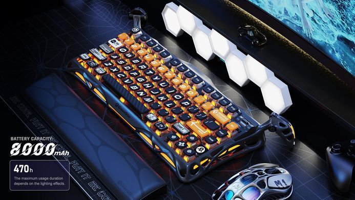 GravaStar Клавіатура механічна Mercury K1 Pro 80keys, GravaStar x Kailh Speedy Mint, BT/WL/USB, CyberFlare GS_K1_PRO_BO_BLK фото