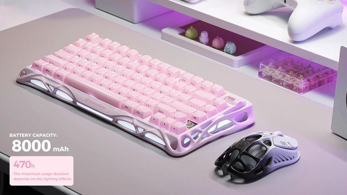 GravaStar Клавиатура механическая Mercury K1 80keys, GravaStar x Kailh Cheery Pink, EN/UKR, BT/WL/USB, Sakura Pink GS_K1_P_PNK фото