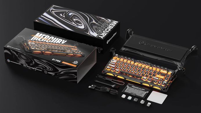 GravaStar Клавіатура механічна Mercury K1 Pro 80keys, GravaStar x Kailh Speedy Mint, BT/WL/USB, CyberFlare GS_K1_PRO_BO_BLK фото