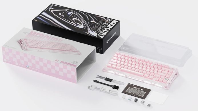 GravaStar Клавиатура механическая Mercury K1 80keys, GravaStar x Kailh Cheery Pink, EN/UKR, BT/WL/USB, Sakura Pink GS_K1_P_PNK фото