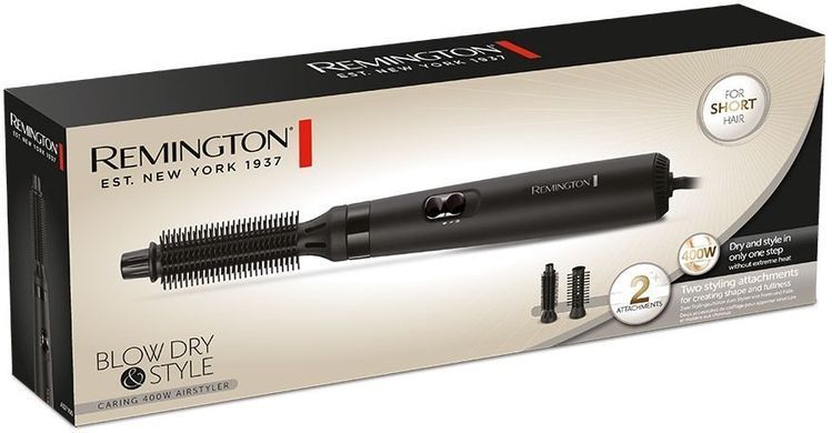 Remington Фен-щітка Dry & Style Caring, 400Вт, 2 режими, іоніз-я, кераміка, чорний AS7100 фото