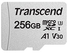 Карта памяти Transcend microSD 256GB C10 UHS-I R100/W40MB/s + SD TS256GUSD300S-A фото