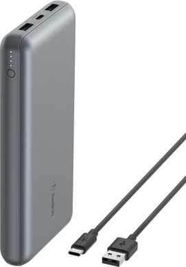 Belkin Акумулятор портативний літій-іонний Power Bank 10000мА·год, 15Вт, 2хUSB-A/USB-C, cірий BPB011BTGY фото