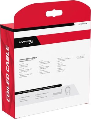 HyperX Кабель USB-A - USB-C спіральний, 1.37м Red/Black 6J677AA фото