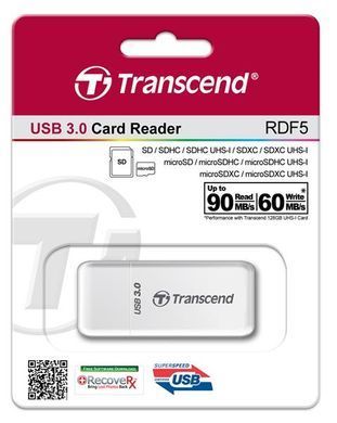 Transcend Кардридер USB 3.1 Gen 1 microSD/SD White TS-RDF5W фото