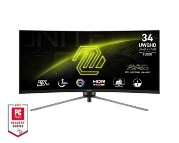 MSI Монітор 34" MAG 345CQR 2xHDMI, DP, VA, 3440x1440, 21:9, 180Hz, 1ms, sRGB 120%, CURVED, FreeSync, HAS 9S6-3DD14H-021 фото