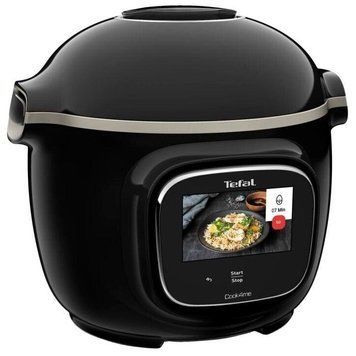Tefal Мультиварка скороварка Cook4me Touch, 1600Вт, чаша-6л, сенсорне керування, 13 програм, управл. смартф., метал, пластик, чорний CY912830 фото