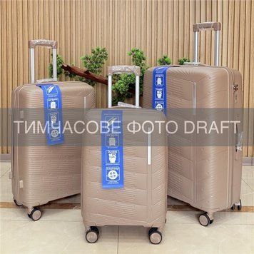 Набор чемоданов 2E, M7980, полипропилен, (L+M+S), молния anti theft, 4 колеса, кодовий замок, хаки 2E-PP-M7980-SET3-KH фото
