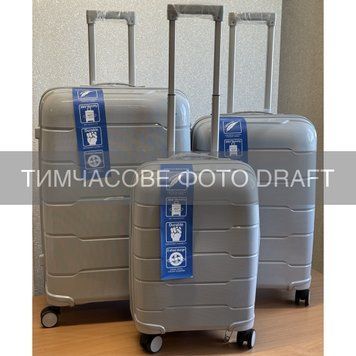 Набор чемоданов 2E, M6910, полипропилен, (L+M+S), молния anti theft, 4 колеса, кодовий замок, серебристо-серый 2E-PP-M6910-SET3-SG фото