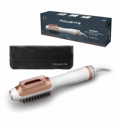 Rowenta Фен-щітка Reverso Dry&Brush 2в1, 1200Вт, 3 режими, іоніз-я, хол. обдув, насадок-2, кераміка, біло-золотистий CF9820F0 фото