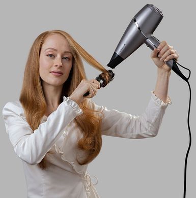 Remington Фен ProLuxe You Adaptive, 2400Вт, 3 режими, дифузор, іоніз-я, хол. обдув, турбо режим, сірий AC9800 фото