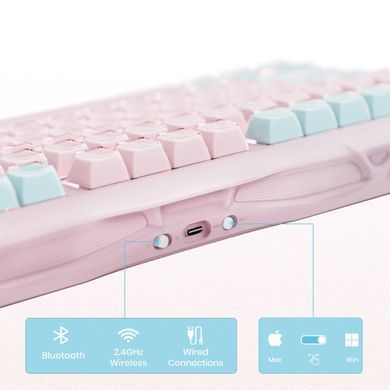 GravaStar Клавіатура механічна GravaStar Mercury K1 Lite 80keys, GravaStar x BSUN Grey, BT/WL/USB, Lumen Rose GSK1LITE_PM_PNK фото