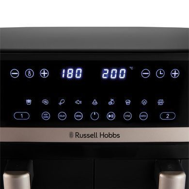Russell Hobbs Мультипіч Satis Fry DualBaske 2800Вт, чаша-4.5/4.5л, сенсорне управл., 9 авто. программ, пластик, чорний 27680-56 фото