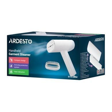 ARDESTO Отпариватель ручной SI-S1200W, 1200Вт, 120мл, постоянный пар - 22гр, складная ручка, керам. подошва, белый SI-S1200W фото