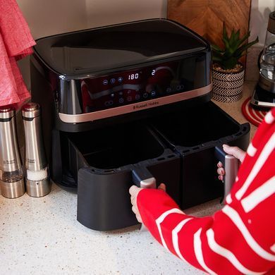 Russell Hobbs Мультипіч Satis Fry DualBaske 2800Вт, чаша-4.5/4.5л, сенсорне управл., 9 авто. программ, пластик, чорний 27680-56 фото