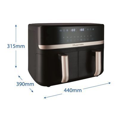 Russell Hobbs Мультипіч Satis Fry DualBaske 2800Вт, чаша-4.5/4.5л, сенсорне управл., 9 авто. программ, пластик, чорний 27680-56 фото