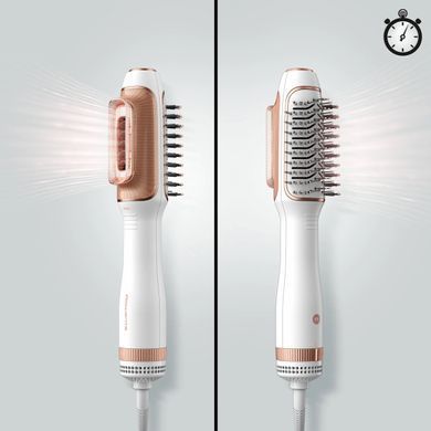 Rowenta Фен-щітка Reverso Dry&Brush 2в1, 1200Вт, 3 режими, іоніз-я, хол. обдув, насадок-2, кераміка, біло-золотистий CF9820F0 фото