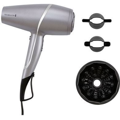 Remington Фен ProLuxe You Adaptive, 2400Вт, 3 режими, дифузор, іоніз-я, хол. обдув, турбо режим, сірий AC9800 фото