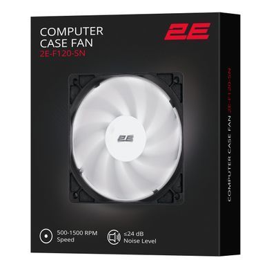 2E Корпусний вентилятор F120-SN, 120мм, 500-1500rpm, 4pin 24dBa, чорний 2E-F120-SN фото