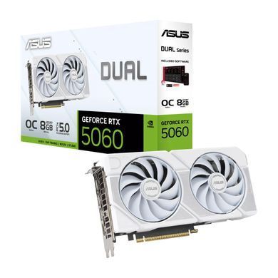 ASUS Graphic Card GeForce RTX 5060 8GB GDDR7 OC DUAL-RTX5060-O8G-WHITE 90YV0N15-M0NA00 фото