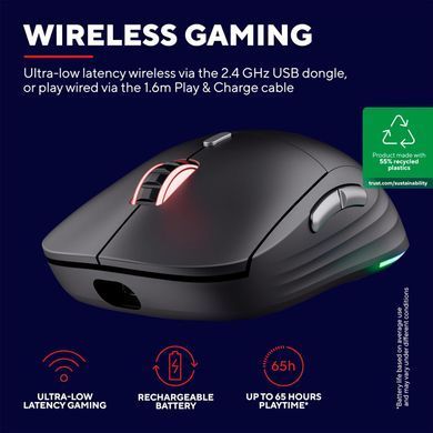Trust Мышь GXT 926 REDEX II, WL/USB-A/USB-C, черный 25126_TRUST фото