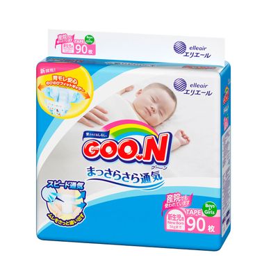 Подгузники GOO.N для новорожденных до 5 кг (размер SS, на липучках, унисекс, 90 шт) 843152 фото